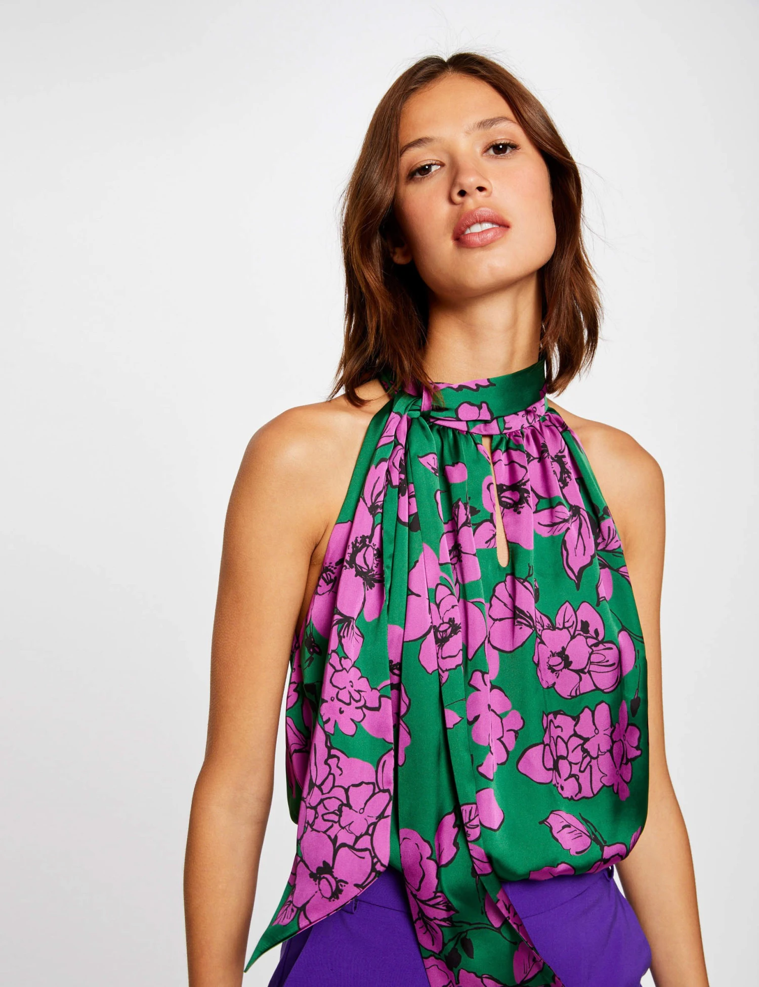 Blouse Sans Manches Imprimé Floral Violet Femme 1 Blouse Sans Manches Imprimé Floral Violet Femme
