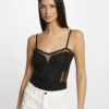 Body Bretelles Fines à Plumetis Noir Femme