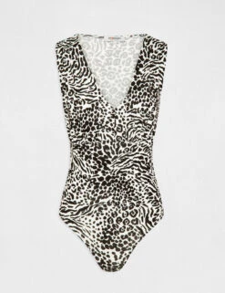 Body Col En V Imprimé Animalier Multico Femme -EllePort Soldes body col en v imprime animalier multico femme vue3 32536300954240900