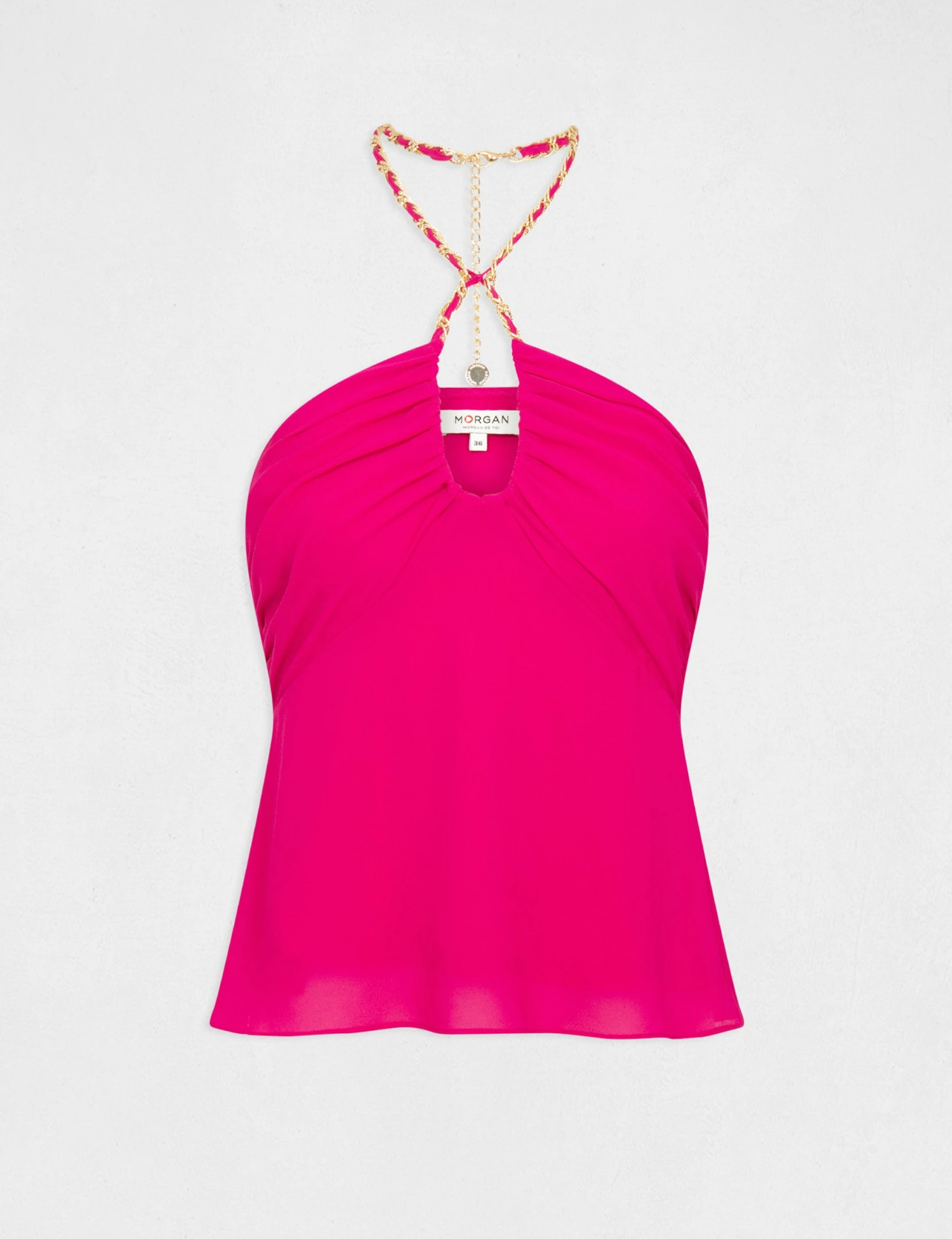 Bustier Avec Détail Chaîne Rose Fonce Femme 4 Bustier Avec Détail Chaîne Rose Fonce Femme – Image 4