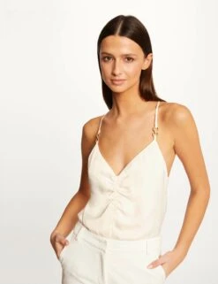 Caraco Bretelles Fines Avec Fronces Ecru Moyen Femme