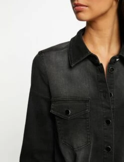 Combinaison Ajustée Ceinturée En Jean Gris Anthracite Femme -EllePort Soldes combinaison ajustee ceinturee en jean gris anthracite femme vue4 32536300951500103
