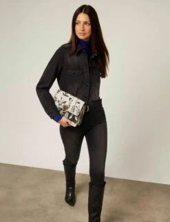 Combinaison Ajustée Ceinturée En Jean Gris Anthracite Femme -EllePort Soldes combinaison ajustee ceinturee en jean gris anthracite femme vue5 32536300951500103
