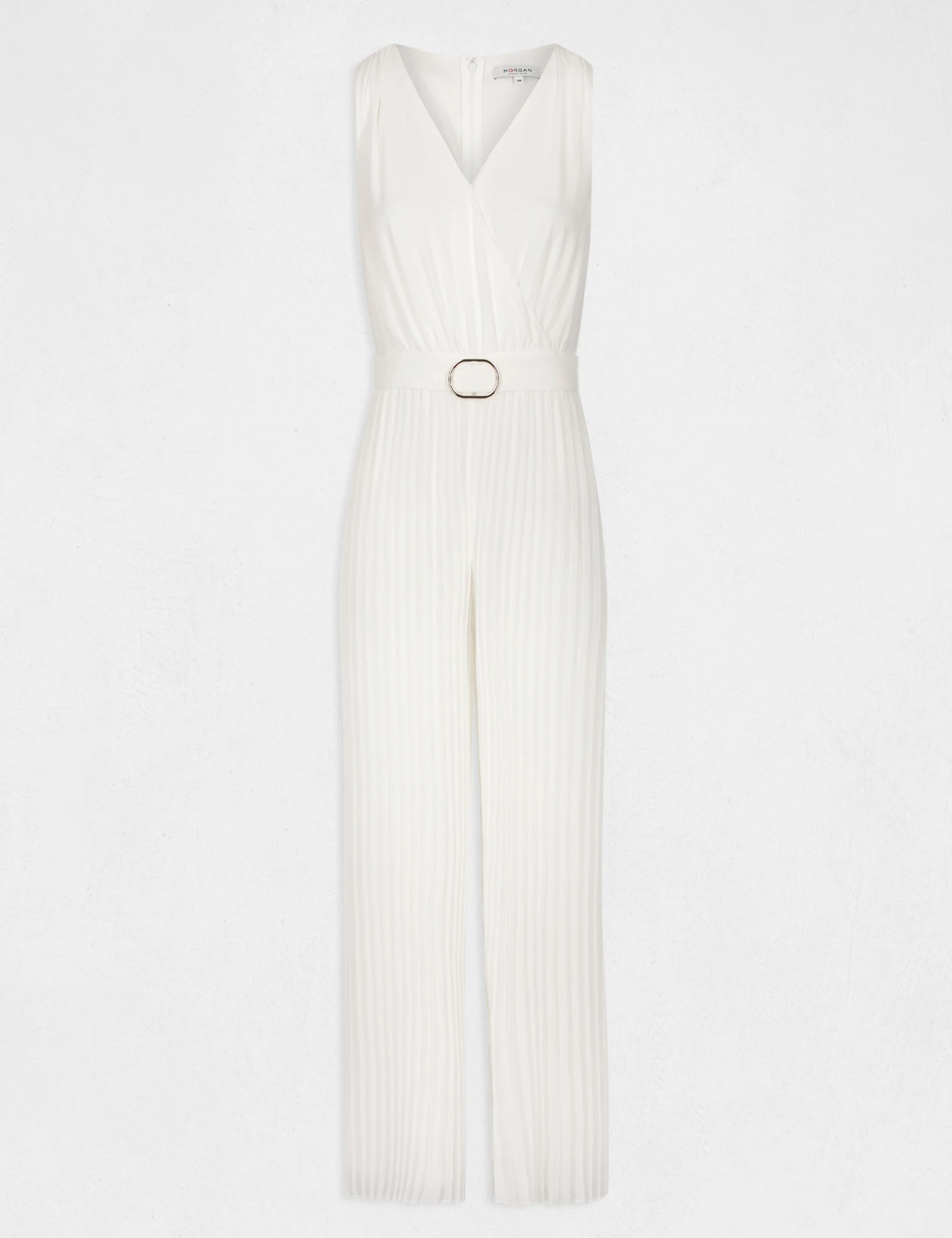 Combinaison Ample à Jambes Plissées Ecru Femme 4 Combinaison Ample à Jambes Plissées Ecru Femme – Image 4