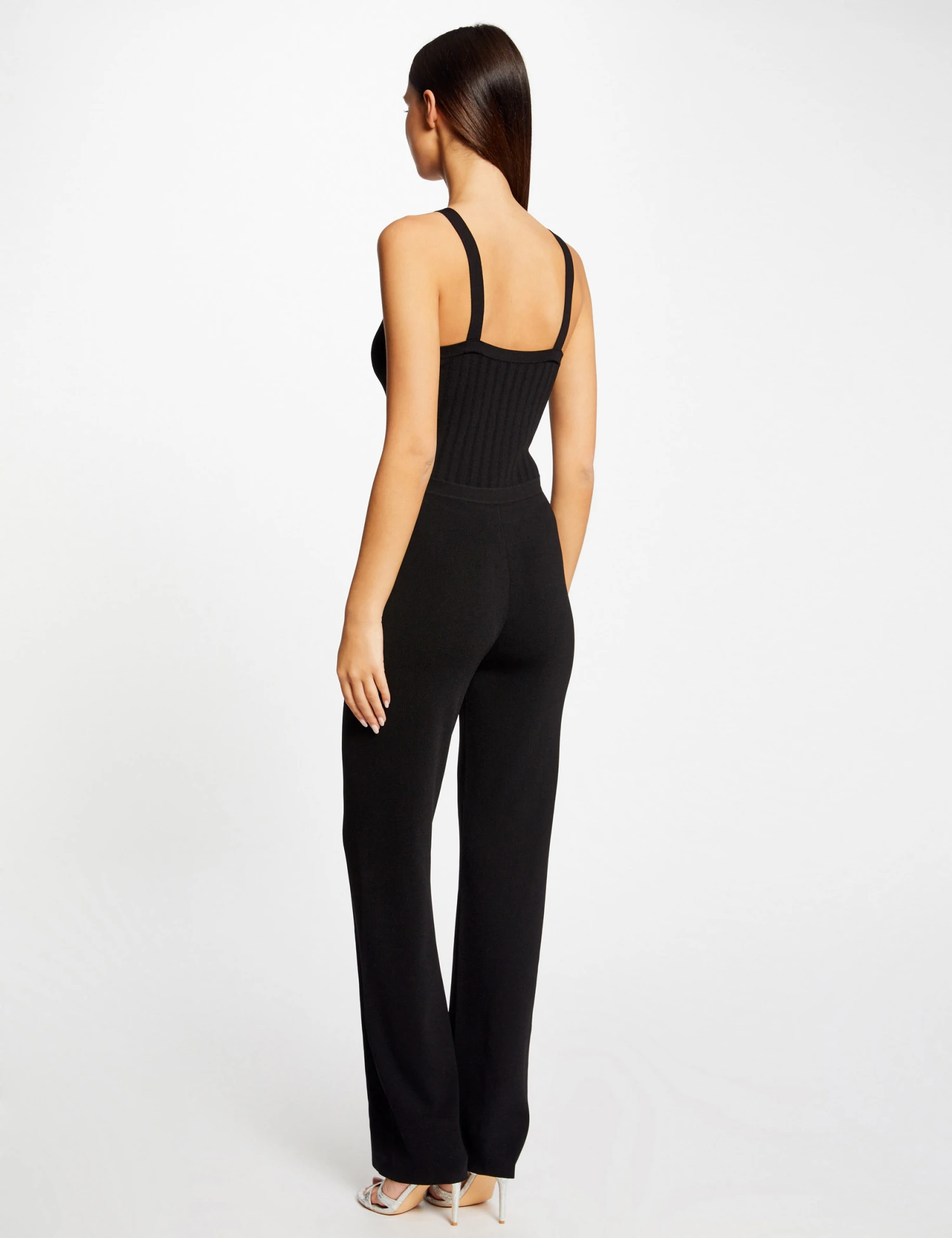 Combinaison Cintrée En Tricot Noir Femme 2 Combinaison Cintrée En Tricot Noir Femme – Image 2