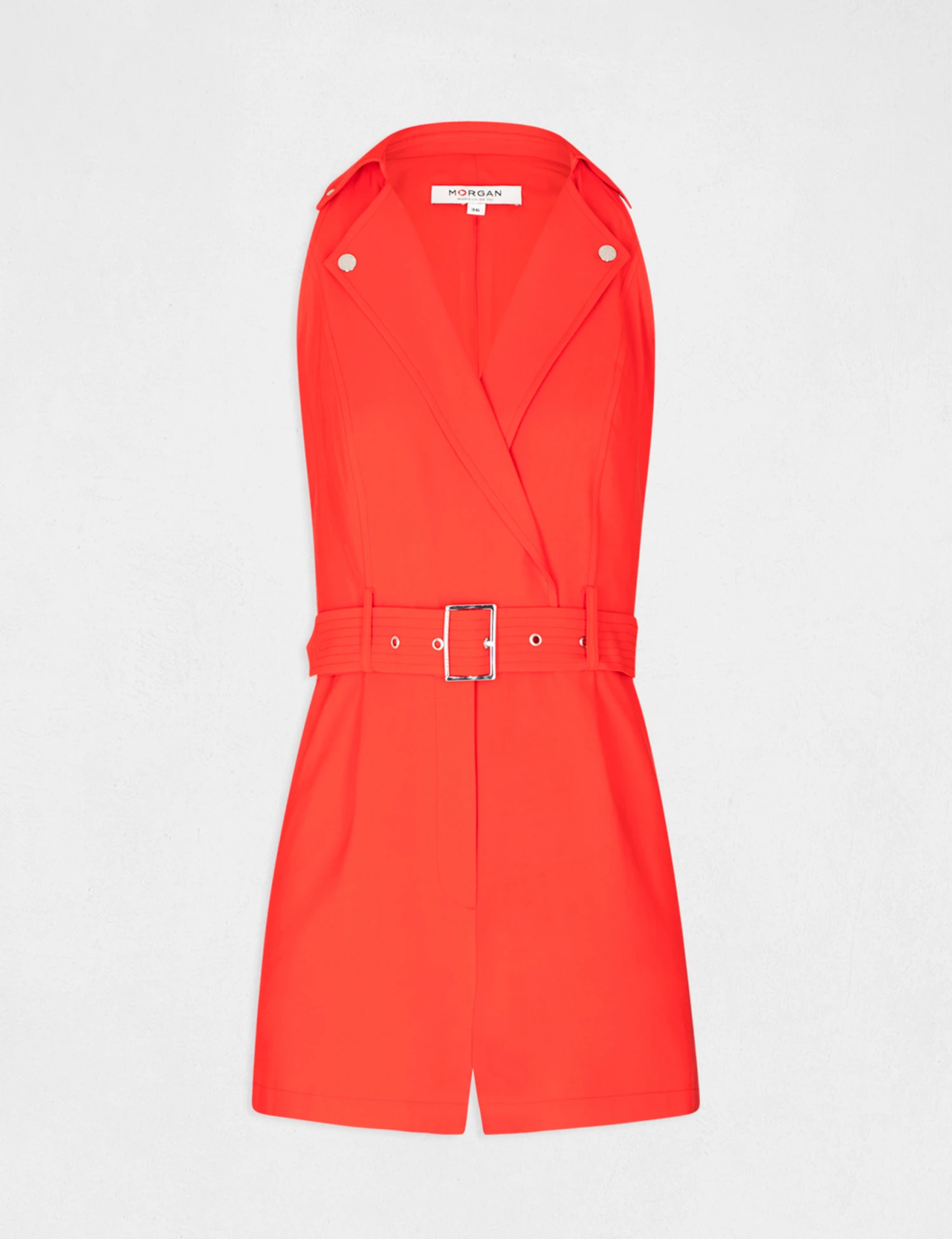 Combinaison Droite Ceinturée Rouge Femme 4 Combinaison Droite Ceinturée Rouge Femme – Image 4