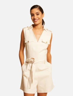 Combinaison Droite Sans Manches Ivoire Femme