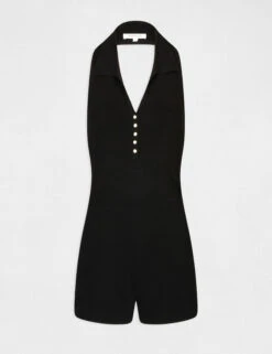 Combinaison En Tricot Ajustée Dos Ouvert Noir Femme -EllePort Soldes combinaison en tricot ajustee dos ouvert noir femme vue3 32536300949010100