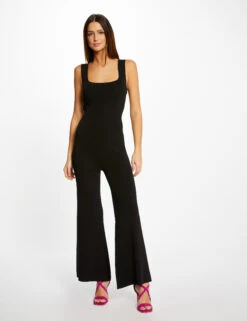 Combinaison En Tricot Large à Bretelles Noir Femme