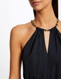 Combinaison Jambes Larges Fluides Marine Femme -EllePort Soldes combinaison jambes larges fluides marine femme vue4 32536300942410301