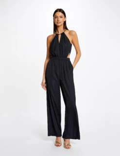 Combinaison Jambes Larges Fluides Marine Femme -EllePort Soldes combinaison jambes larges fluides marine femme vue5 32536300942410301