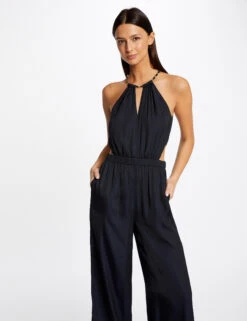 Combinaison Jambes Larges Fluides Marine Femme -EllePort Soldes combinaison jambes larges fluides marine femme vue6 32536300942410301