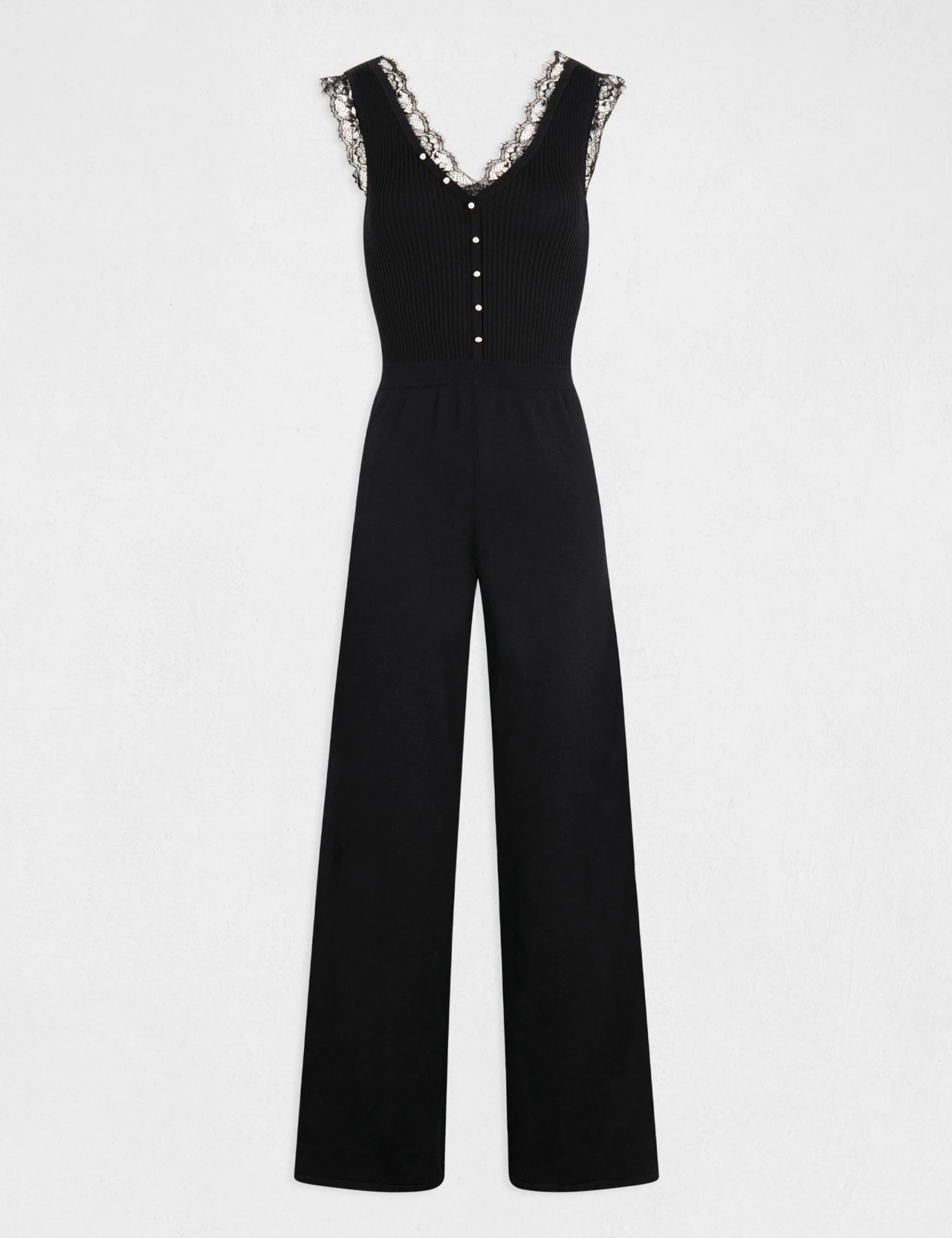 Combinaison Large En Tricot Noir Femme 4 Combinaison Large En Tricot Noir Femme – Image 4