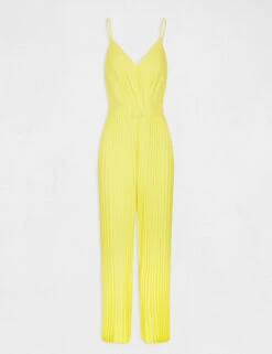 Combinaison Large Plissée Avec Dos Nu Jaune Femme -EllePort Soldes combinaison large plissee avec dos nu jaune femme vue3 32536300938530400