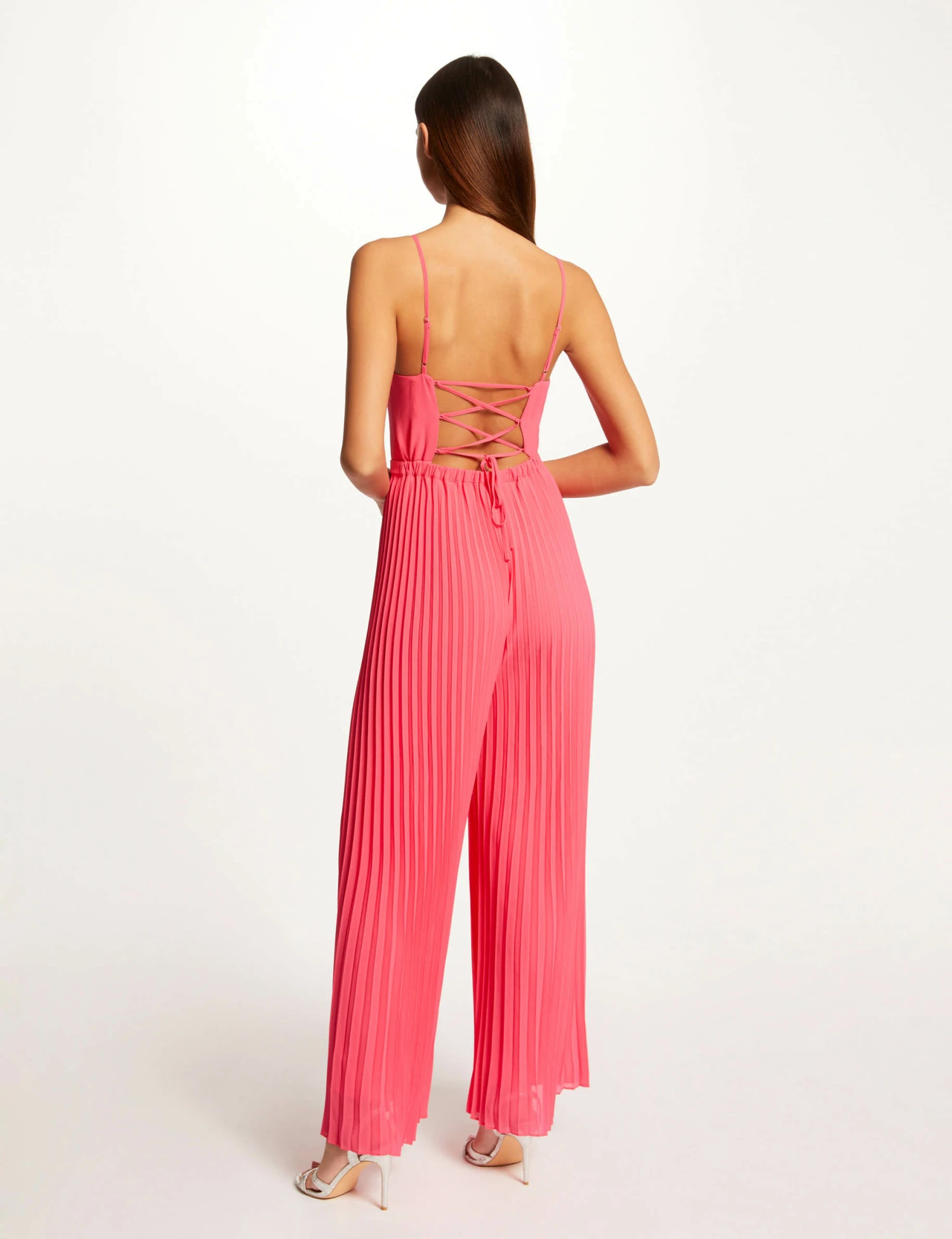 Combinaison Large Plissée Avec Dos Nu Rose Femme 2 Combinaison Large Plissée Avec Dos Nu Rose Femme – Image 2