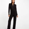 Combinaison Tricot Droite Zippée Noir Femme