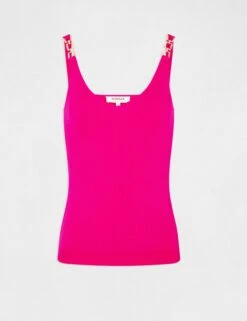 Débardeur Avec Bretelles à Ornements Rose Fonce Femme -EllePort Soldes debardeur avec bretelles a ornements rose fonce femme vue3 32536300932460515