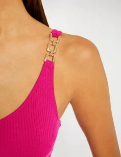 Débardeur Avec Bretelles à Ornements Rose Fonce Femme -EllePort Soldes debardeur avec bretelles a ornements rose fonce femme vue4 32536300932460515