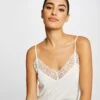 Débardeur Bretelles Fines Avec Dentelle Ecru Femme