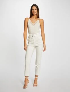 Débardeur Bretelles Fines Avec Dentelle Ivoire Femme -EllePort Soldes debardeur bretelles fines avec dentelle ivoire femme vue5 32536300938490203