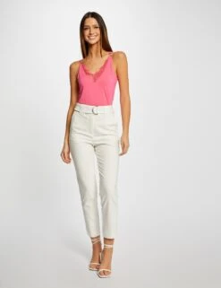 Débardeur Bretelles Fines Avec Dentelle Rose Femme -EllePort Soldes debardeur bretelles fines avec dentelle rose femme vue5 32536300938490503