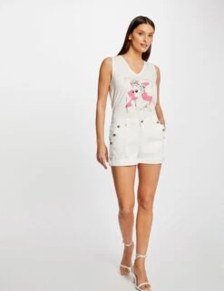 Débardeur Bretelles Larges à Inscription Ecru Femme -EllePort Soldes debardeur bretelles larges a inscription ecru femme vue5 32536300939540201