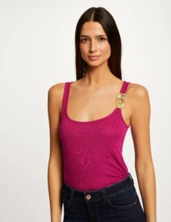 Débardeur Bretelles Larges à Ornement Framboise Femme