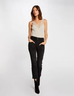 Débardeur Bretelles Larges Avec Dentelle Mastic Femme -EllePort Soldes debardeur bretelles larges avec dentelle mastic femme vue5 32536300884050204