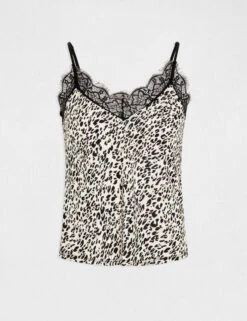 Débardeur Dentelle Et Imprimé Animalier Multico Femme -EllePort Soldes debardeur dentelle et imprime animalier multico femme vue3 32536300954310900