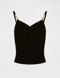 Débardeur Pull Avec Détails Bijoux Noir Femme -EllePort Soldes debardeur pull avec details bijoux noir femme vue3 32536300942650100