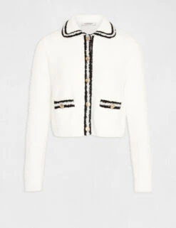 Gilet Boutonné à Bandes Contrastantes Ecru Femme 8 Gilet Boutonné à Bandes Contrastantes Ecru Femme -EllePort Soldes gilet boutonne a bandes contrastantes ecru femme vue3 32536300949900201