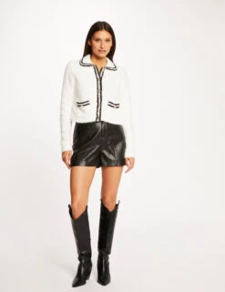 Gilet Boutonné à Bandes Contrastantes Ecru Femme 7 Gilet Boutonné à Bandes Contrastantes Ecru Femme -EllePort Soldes gilet boutonne a bandes contrastantes ecru femme vue5 32536300949900201