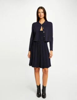 Gilet Boutonné Col à Revers Marine Femme