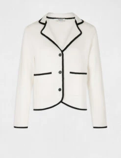 Gilet Boutonné Liserés Contrastants Ivoire Femme -EllePort Soldes gilet boutonne liseres contrastants ivoire femme vue3 32536300953830203