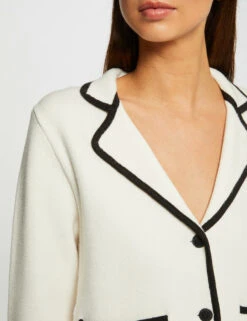 Gilet Boutonné Liserés Contrastants Ivoire Femme -EllePort Soldes gilet boutonne liseres contrastants ivoire femme vue4 32536300953830203