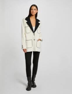 Gilet Droit Avec Poches Ecru Femme 7 Gilet Droit Avec Poches Ecru Femme -EllePort Soldes gilet droit avec poches ecru femme vue5 32536300949670201