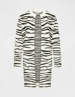 Gilet Long Imprimé Zèbre Noir Femme -EllePort Soldes gilet long imprime zebre noir femme vue3 32536300951170100