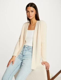 Gilet Long Maille Duveteuse Rose Clair Femme -EllePort Soldes gilet long maille duveteuse rose clair femme vue5 32536300908130513