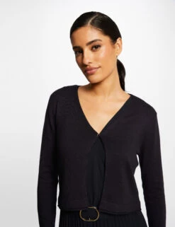 Gilet Manches Longues à Col En V Marine Femme