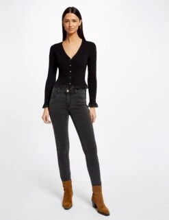 Gilet Manches Longues Avec Dentelle Noir Femme -EllePort Soldes gilet manches longues avec dentelle noir femme vue5 32536300949940100