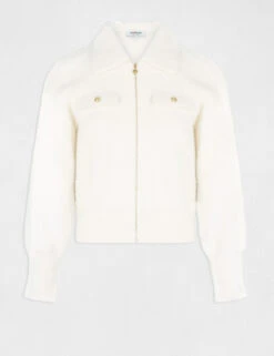 Gilet Manches Longues Col à Revers Ivoire Femme -EllePort Soldes gilet manches longues col a revers ivoire femme vue3 32536300948840203