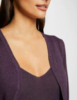 Gilet Manches Longues Col Ouvert Prune Femme 9 Gilet Manches Longues Col Ouvert Prune Femme -EllePort Soldes gilet manches longues col ouvert prune femme vue4 32536300931230505