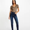 Jeans Skinny à Bandes Métallisées Jean Brut Femme