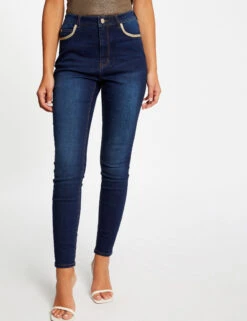 Jeans Skinny à Bandes Métallisées Jean Brut Femme 7 Jeans Skinny à Bandes Métallisées Jean Brut Femme -EllePort Soldes jeans skinny a bandes metallisees jean brut femme vue5 32536300951300305