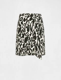 Jupe Ajustée Drapée Imprimé Animalier Multico Femme -EllePort Soldes jupe ajustee drapee imprime animalier multico femme vue3 32536300955200900