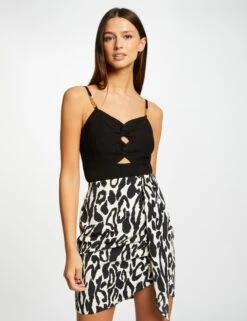 Jupe Ajustée Drapée Imprimé Animalier Multico Femme -EllePort Soldes jupe ajustee drapee imprime animalier multico femme vue5 32536300955200900