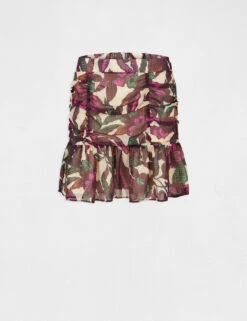 Jupe Droite à Volants Imprimé Végétal Multico Femme -EllePort Soldes jupe droite a volants imprime vegetal multico femme vue3 32536300930670900