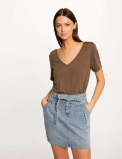 Jupe Droite Ceinturée En Jean Jean Stone Femme -EllePort Soldes jupe droite ceinturee en jean jean stone femme vue5 32536300929840308