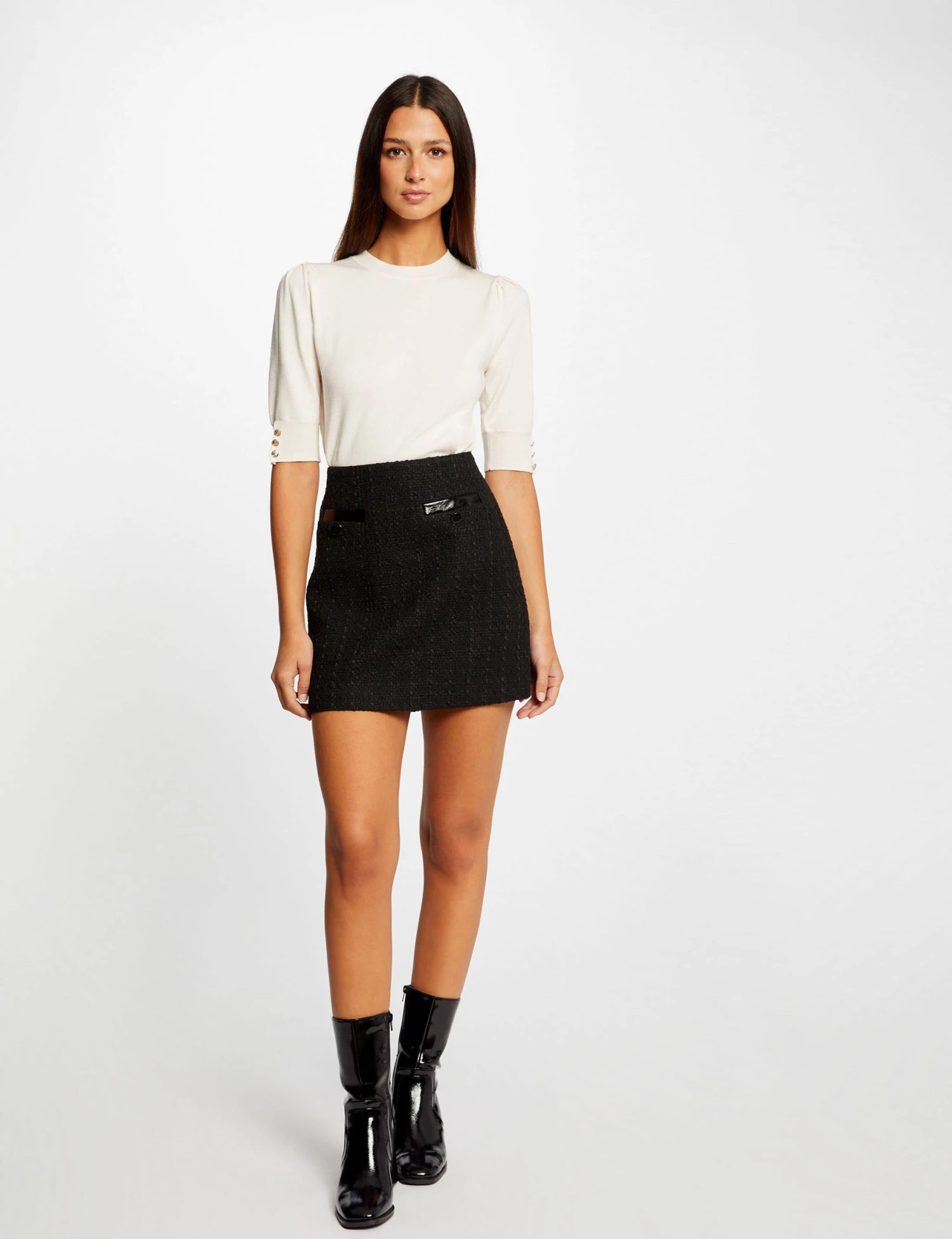 Jupe Droite Détails Vinyle Noir Femme 1 Jupe Droite Détails Vinyle Noir Femme