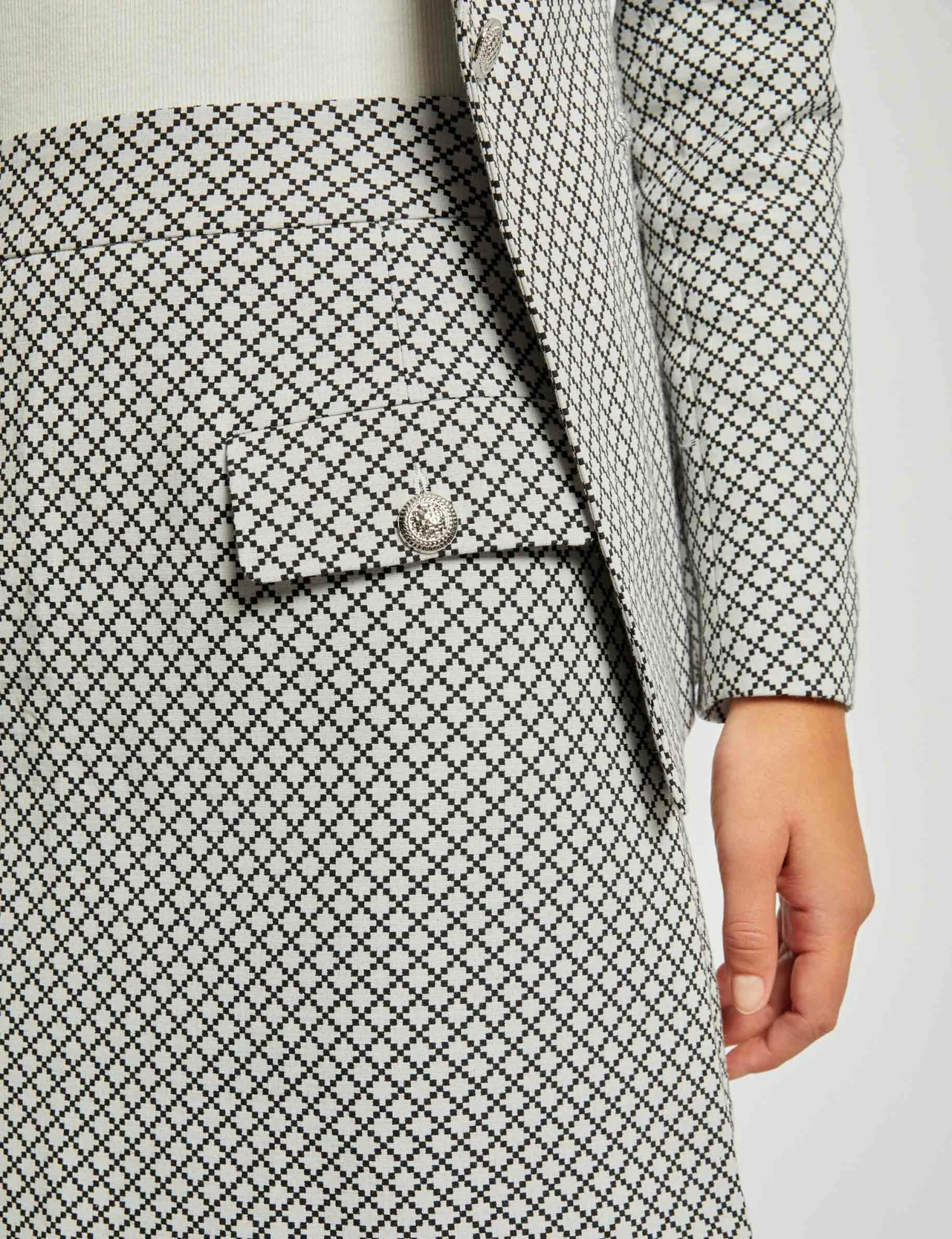 Jupe Droite Imprimé Géométrique Ecru Femme 5 Jupe Droite Imprimé Géométrique Ecru Femme – Image 5